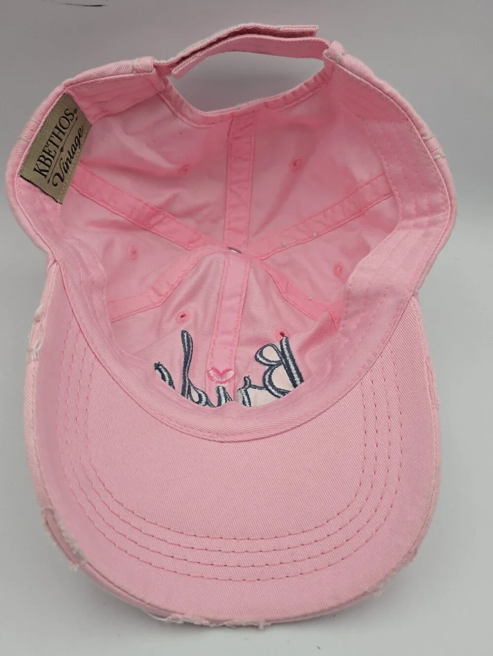 Women's KBETHOS Vintage Pink Bride Squad Cotton Distressed Adjustable Hat